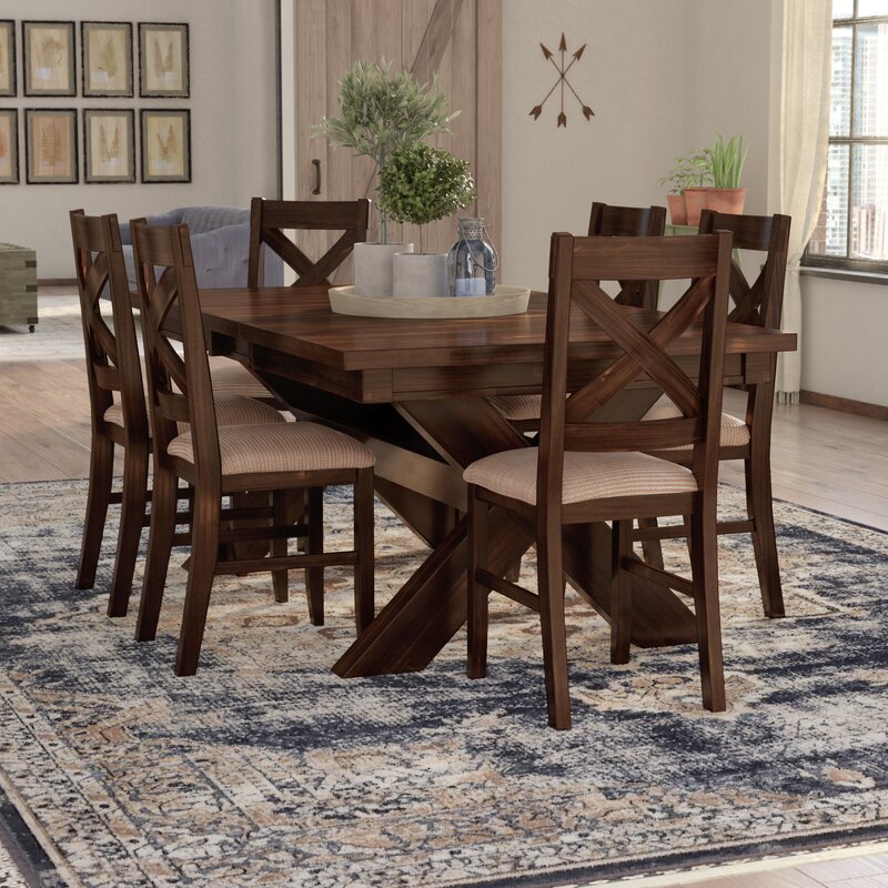 Laurel Foundry Modern Farmhouse Isabell 7 Piece Solid Wood Dining Set